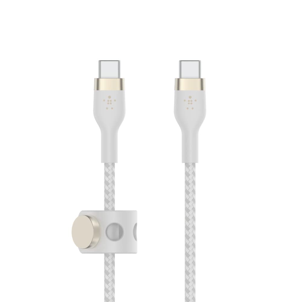 Belkin USB-C To USB-C Fast Charging Type C Cable, USB Cable, Charge And Sync Ultra Flexible Silicone, Double Nylon Braided Cable, 60W PD, USB-IF Certified 3.3 Feet For Charging Adapter (1M) – White