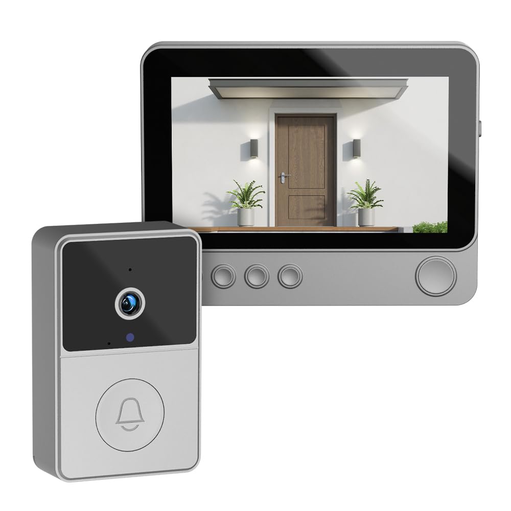 AJUK Wireless Video Doorbell with 4.3" LCD Display Screen | 70° Wide Angle | 2 Way Audio | Night Vision Smart Digital Doorbell Intercom System