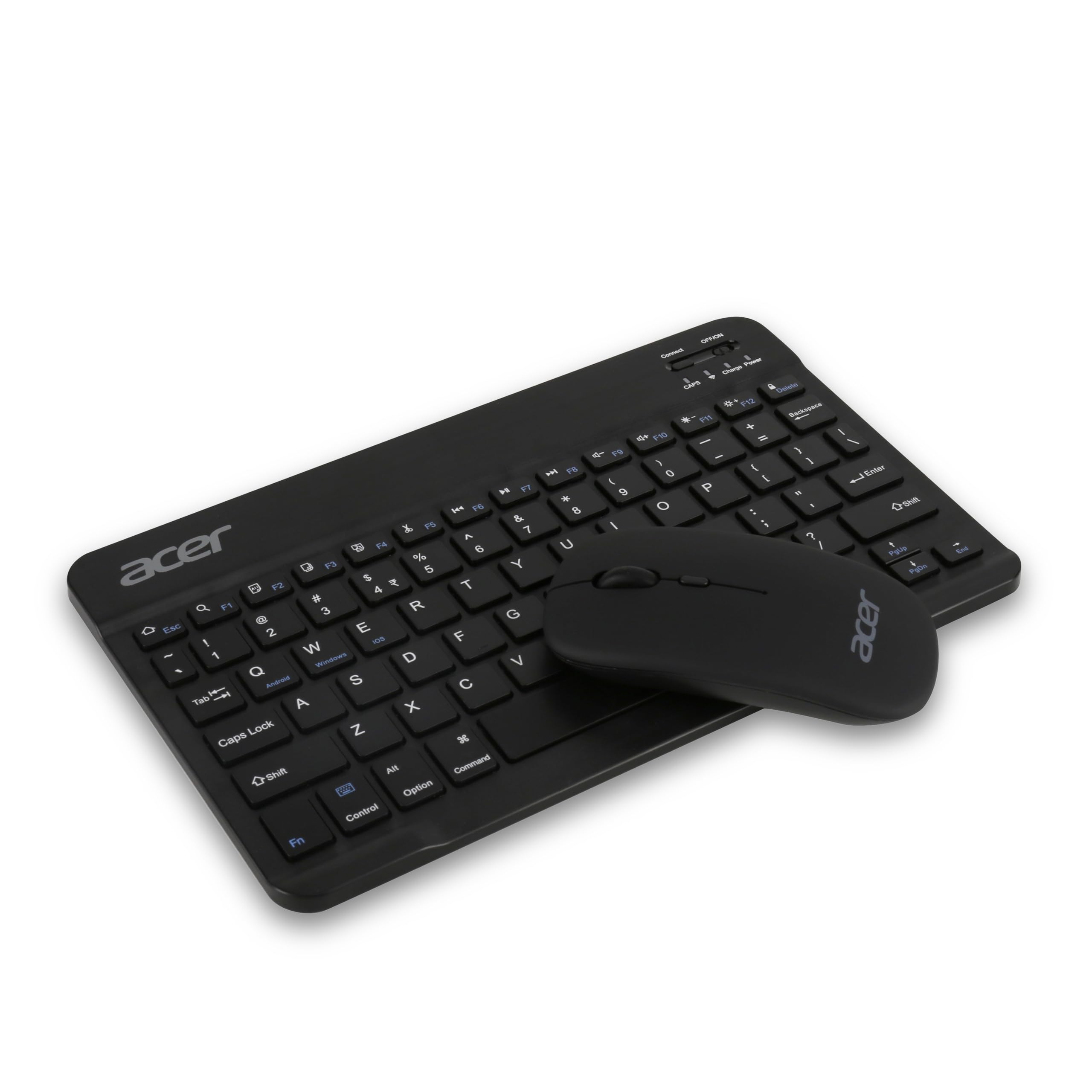 Acer Rechargeable Bluetooth Keyboard & Mouse Combo, 3 DPI Setting Upto 1200 DPI, 78 Keys Anti Slip Back, Ultra Thin Design for Tablet, PC, Laptop, Mobile, 10m Working Distance, Scissor Footed (Black)