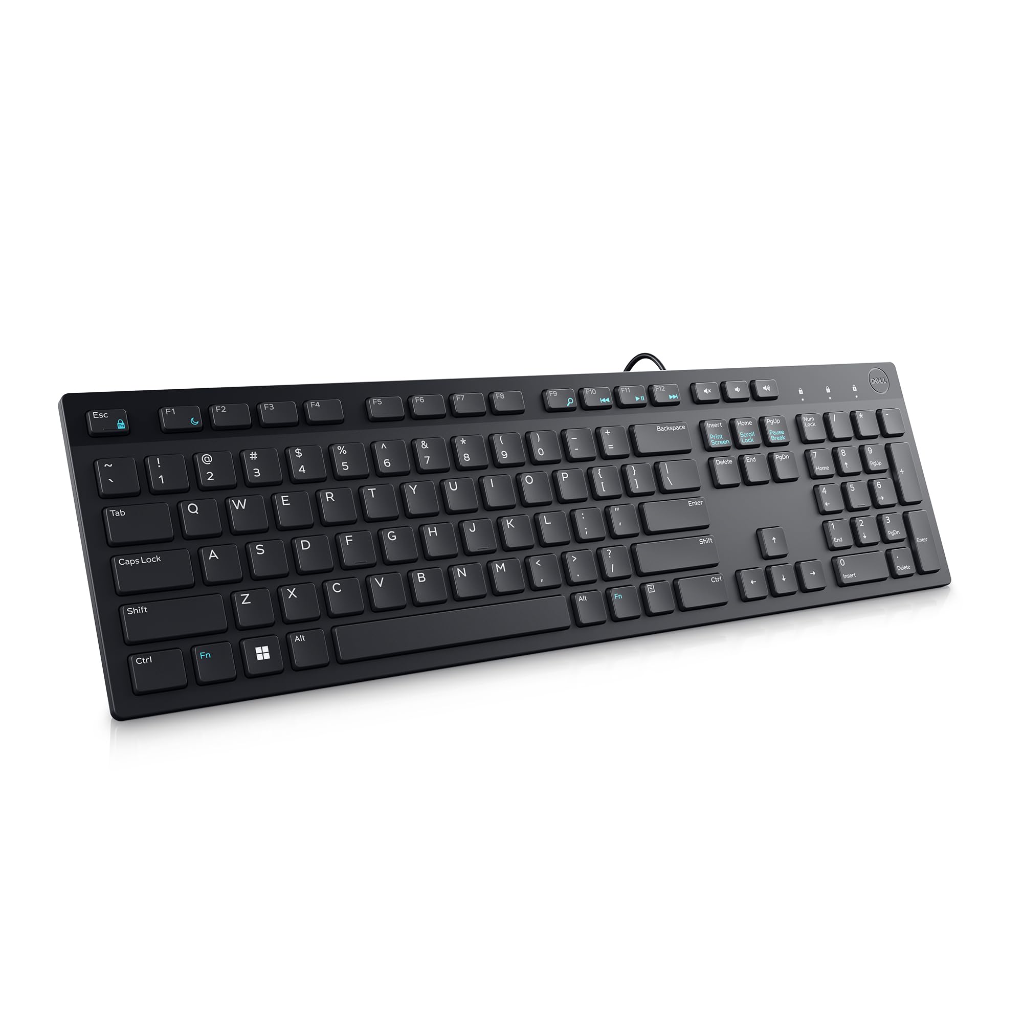 Dell KB216 Wired Multimedia Keyboard - Full-Size Layout with USB Interface, Chiclet Keys, Spill Resistance with 3 Indicator Lights| Plug and Play| Hot Keys: Volume, Mute, Play/Pause, Backward, Forward