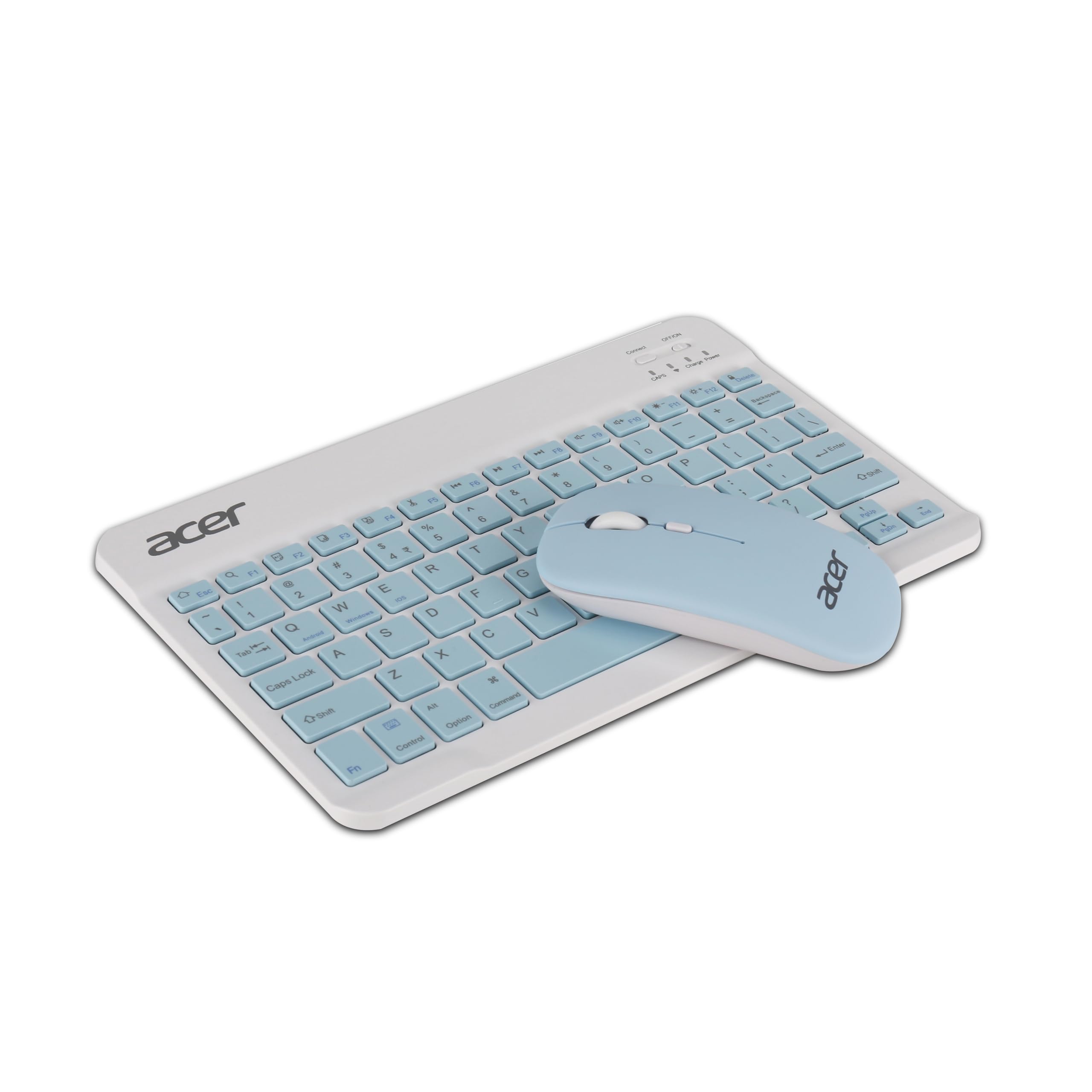 Acer Rechargeable Bluetooth Keyboard & Mouse Combo, 3 DPI Setting Upto 1200 DPI, 78 Keys Anti Slip Back, Ultra Thin Design for Tablet, PC, Laptop, Mobile, 10m Working Distance, Scissor Footed (Blue)