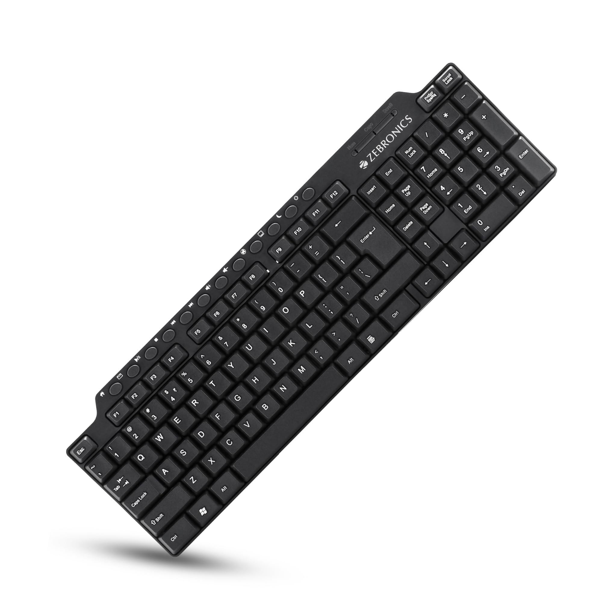 ZEBRONICS ZEB-KM2100 Multimedia USB Keyboard Comes with 114 Keys Including 12 Dedicated Multimedia Keys & with Rupee Key