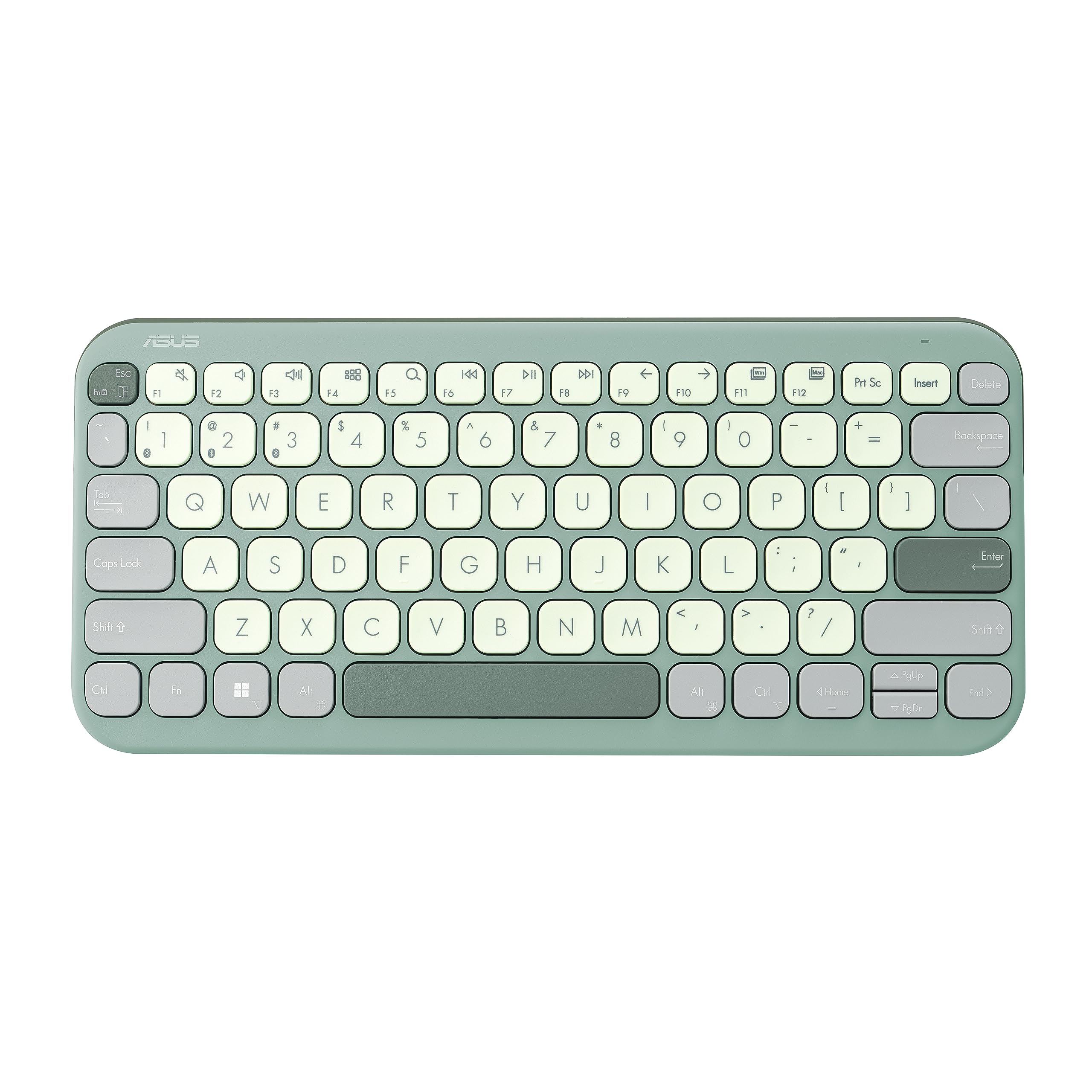 ASUS Marshmallow Kw100 Keyboard, Supports Up to 3 Devices, 1.6Mm Key Travel, Scissor Keys, Compact & Lightweight Keyboard, Bluetooth (Color - Green Tea Latte)