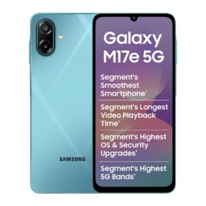Refurbished Samsung Galaxy M17e 5G Mobile (Blitz Blue, 4GB RAM, 128GB Storage) | Smoothest 120 Hz Refresh Rate| Monster 6000 mAh Battery | IP54 | 6 Gen OS Upgrades | AI | Gemini Live | Without Charger