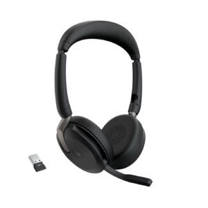 Jabra Evolve2 65 Flex USB-A MS Wireless Bluetooth Headset | Microsoft Teams Certified | Hybrid ANC Office Headset with Foldable Design