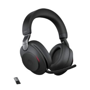 Jabra Evolve2 85 UC Wireless Bluetooth Headset with ANC | USB-A Link380 Adapter | Noise-Cancelling 10-Mic Stereo Headphones for Microsoft Teams, Zoom & PC